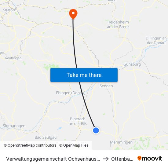 Verwaltungsgemeinschaft Ochsenhausen to Ottenbach map