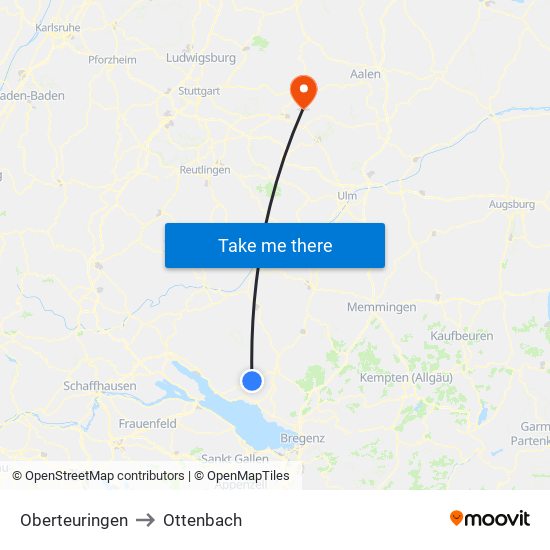 Oberteuringen to Ottenbach map