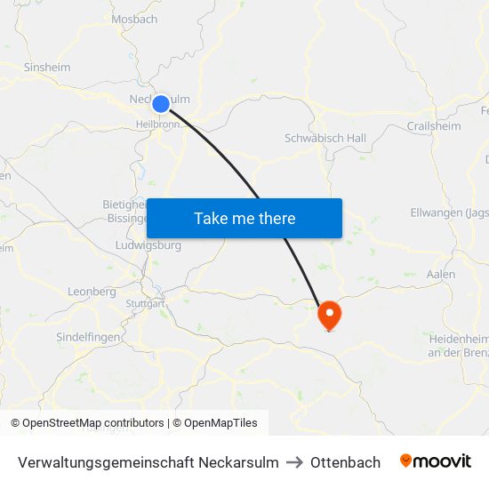 Verwaltungsgemeinschaft Neckarsulm to Ottenbach map