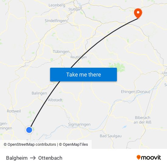 Balgheim to Ottenbach map