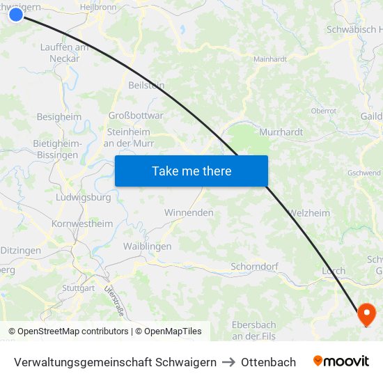 Verwaltungsgemeinschaft Schwaigern to Ottenbach map
