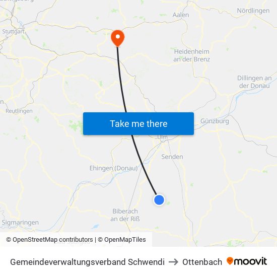 Gemeindeverwaltungsverband Schwendi to Ottenbach map