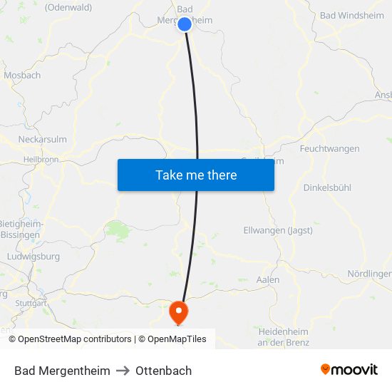 Bad Mergentheim to Ottenbach map