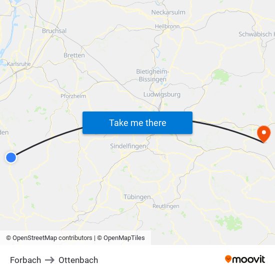 Forbach to Ottenbach map