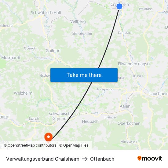 Verwaltungsverband Crailsheim to Ottenbach map