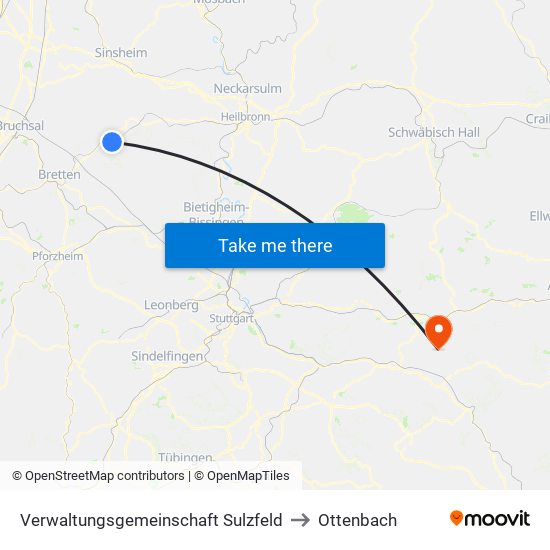 Verwaltungsgemeinschaft Sulzfeld to Ottenbach map