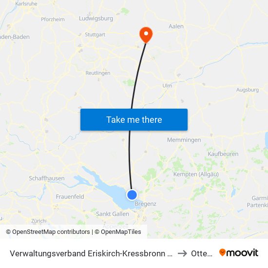 Verwaltungsverband Eriskirch-Kressbronn am Bodensee-Langenargen to Ottenbach map