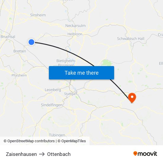 Zaisenhausen to Ottenbach map