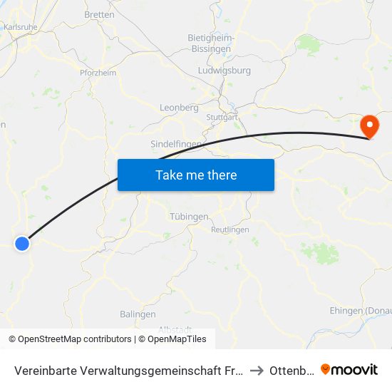 Vereinbarte Verwaltungsgemeinschaft Freudenstadt to Ottenbach map