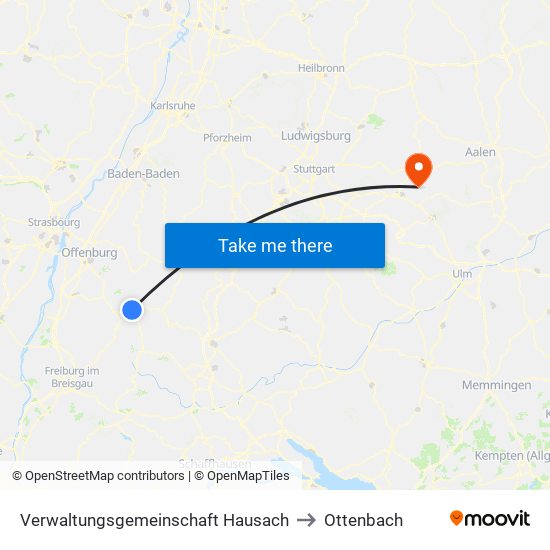 Verwaltungsgemeinschaft Hausach to Ottenbach map