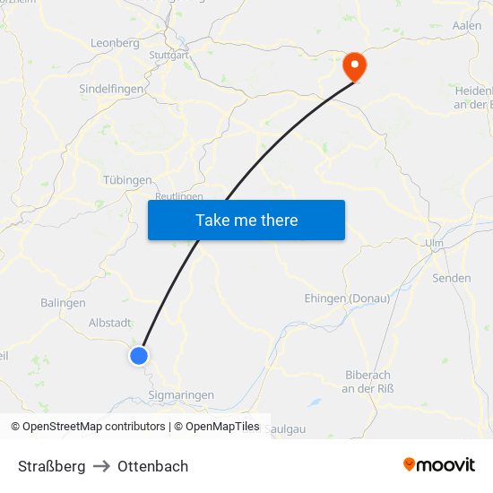 Straßberg to Ottenbach map