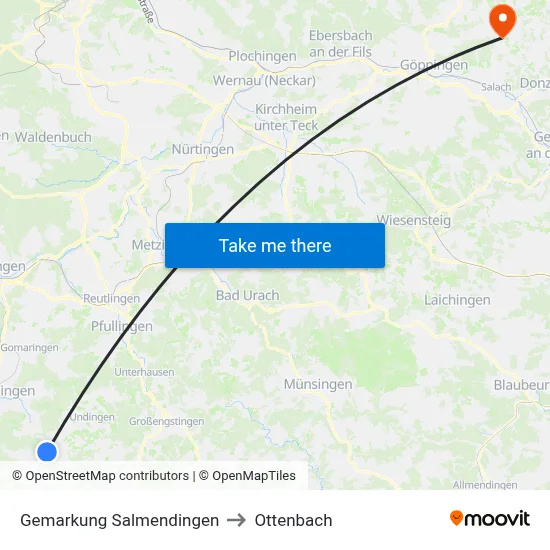 Gemarkung Salmendingen to Ottenbach map