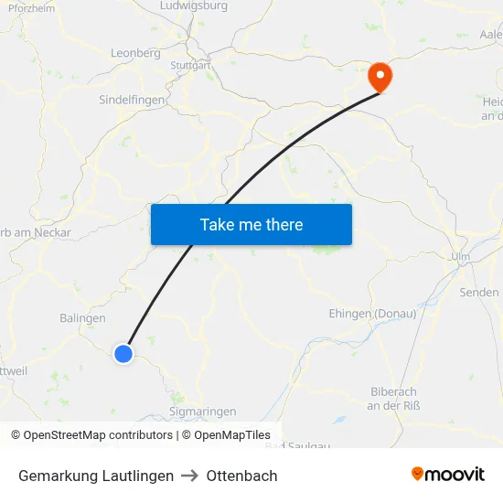 Gemarkung Lautlingen to Ottenbach map