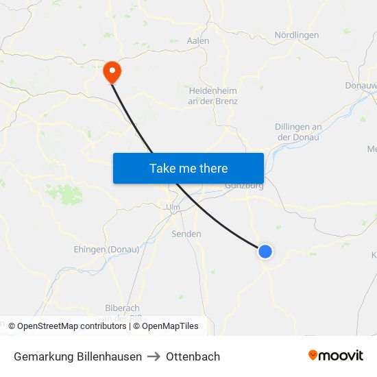 Gemarkung Billenhausen to Ottenbach map
