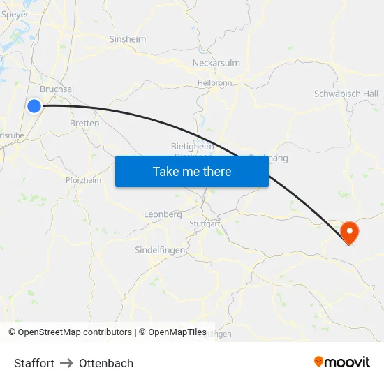 Staffort to Ottenbach map