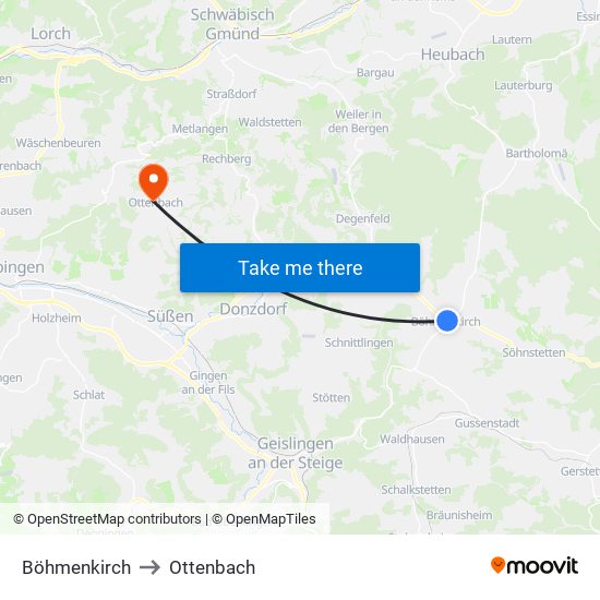 Böhmenkirch to Ottenbach map