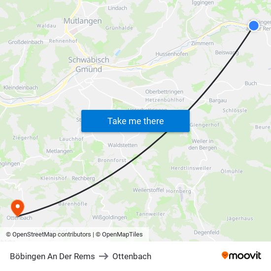 Böbingen An Der Rems to Ottenbach map