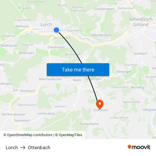 Lorch to Ottenbach map