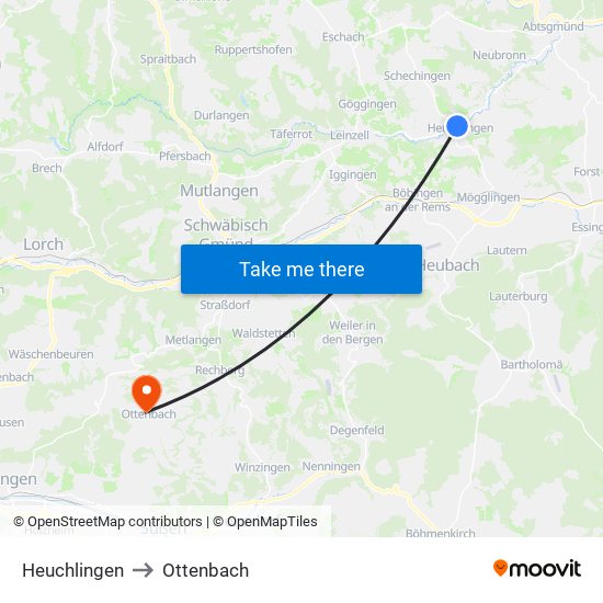 Heuchlingen to Ottenbach map