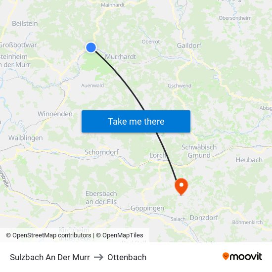 Sulzbach An Der Murr to Ottenbach map