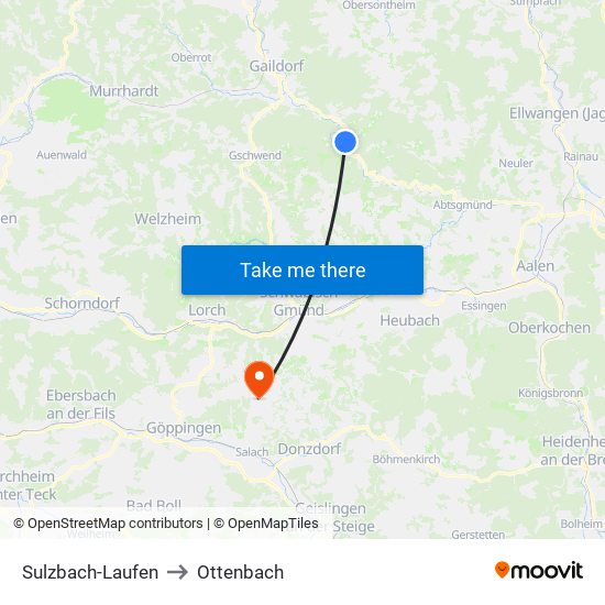 Sulzbach-Laufen to Ottenbach map