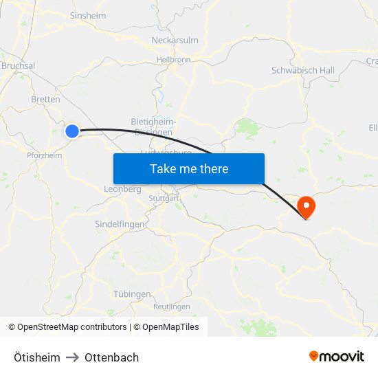 Ötisheim to Ottenbach map