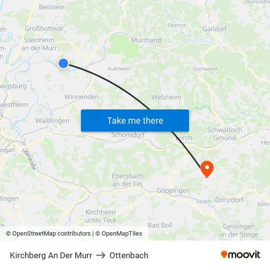 Kirchberg An Der Murr to Ottenbach map