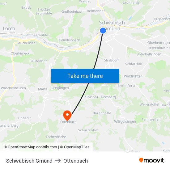 Schwäbisch Gmünd to Ottenbach map