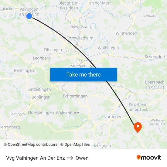 Vvg Vaihingen An Der Enz to Owen map
