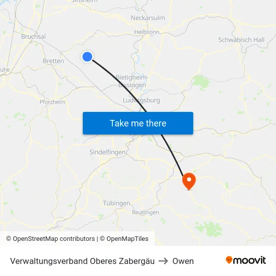 Verwaltungsverband Oberes Zabergäu to Owen map