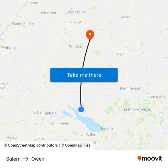 Salem to Owen map