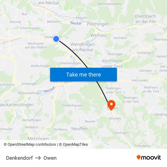 Denkendorf to Owen map