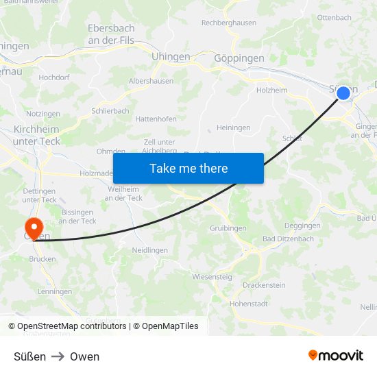Süßen to Owen map
