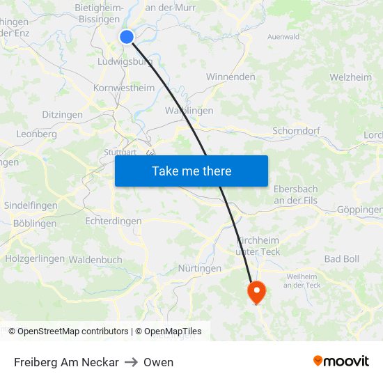 Freiberg Am Neckar to Owen map