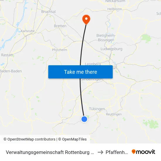 Verwaltungsgemeinschaft Rottenburg am Neckar to Pfaffenhofen map