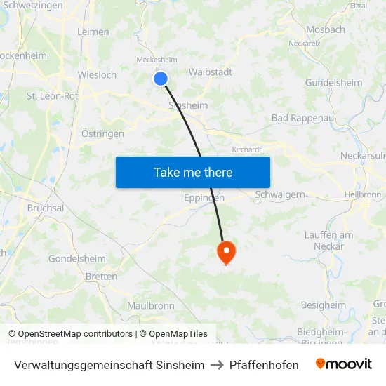 Verwaltungsgemeinschaft Sinsheim to Pfaffenhofen map