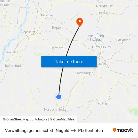 Verwaltungsgemeinschaft Nagold to Pfaffenhofen map