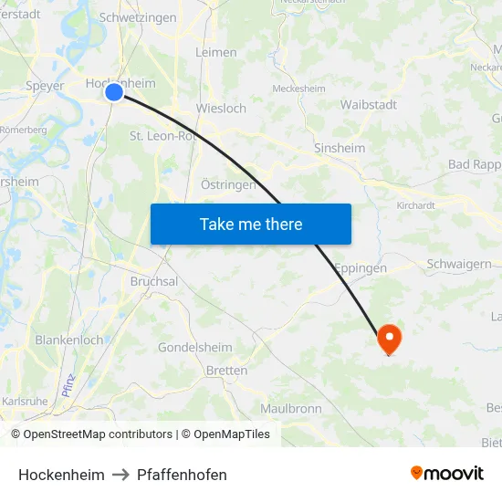 Hockenheim to Pfaffenhofen map