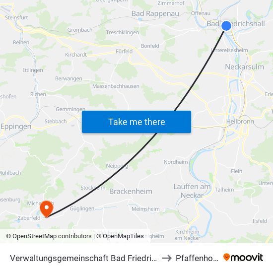 Verwaltungsgemeinschaft Bad Friedrichshall to Pfaffenhofen map