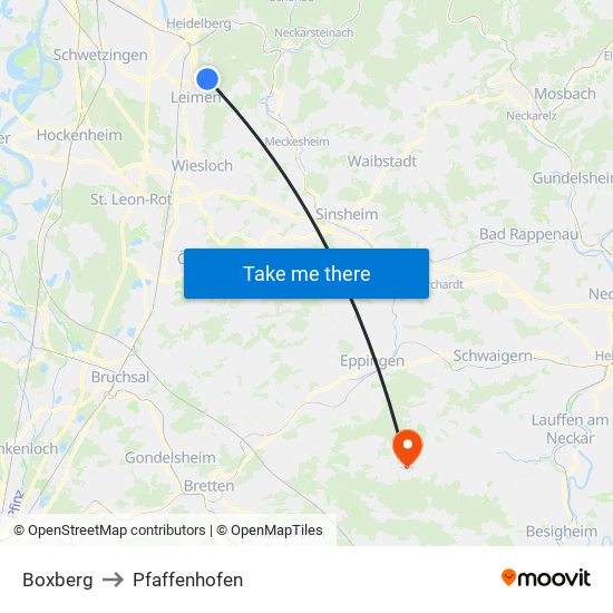Boxberg to Pfaffenhofen map