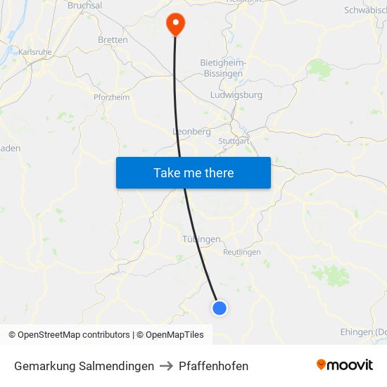 Gemarkung Salmendingen to Pfaffenhofen map