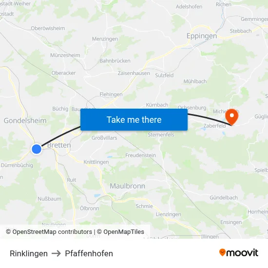 Rinklingen to Pfaffenhofen map