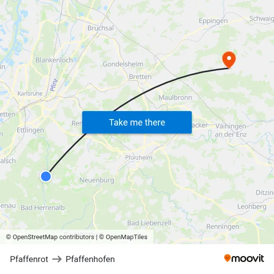 Pfaffenrot to Pfaffenhofen map