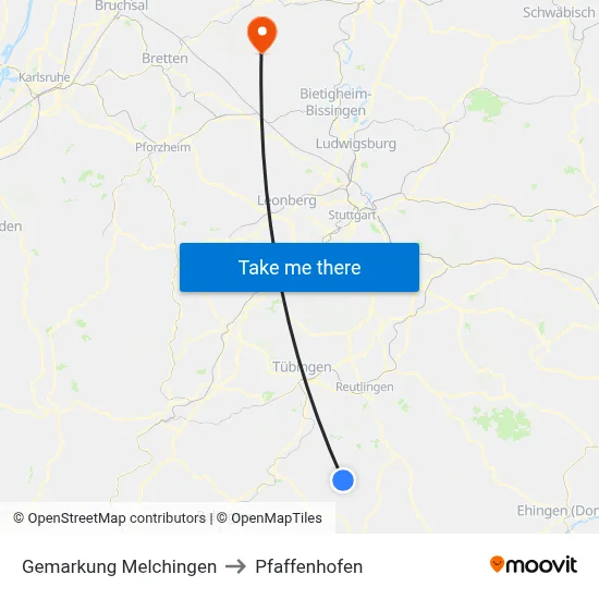 Gemarkung Melchingen to Pfaffenhofen map