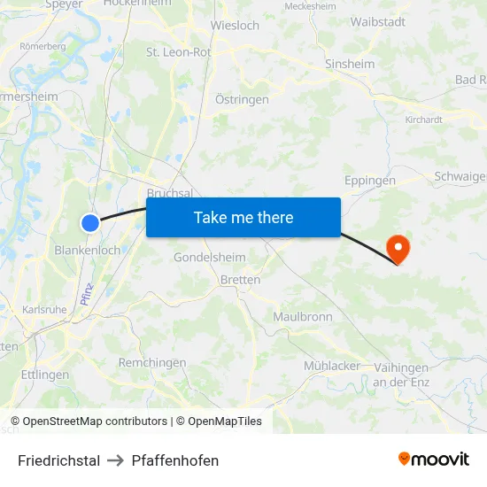 Friedrichstal to Pfaffenhofen map