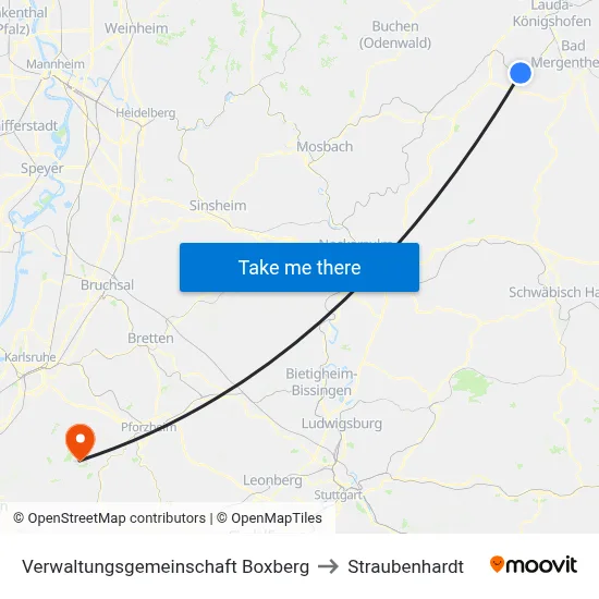 Verwaltungsgemeinschaft Boxberg to Straubenhardt map