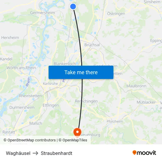 Waghäusel to Straubenhardt map