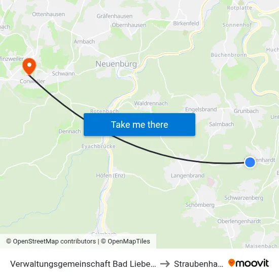 Verwaltungsgemeinschaft Bad Liebenzell to Straubenhardt map