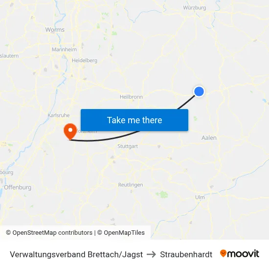 Verwaltungsverband Brettach/Jagst to Straubenhardt map