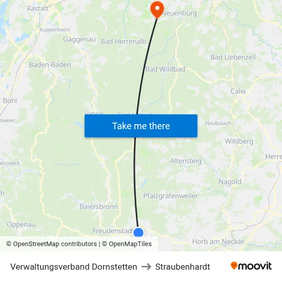 Verwaltungsverband Dornstetten to Straubenhardt map